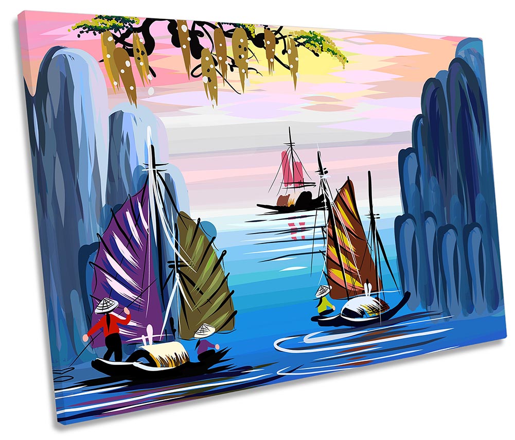 Vietnam Fishing Sailboat Asia Multi-Coloured