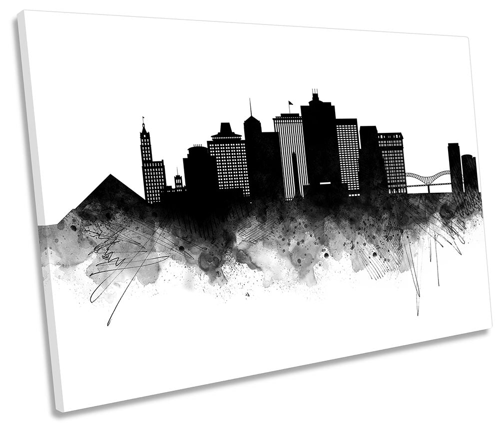 Memphis Abstract City Skyline Black