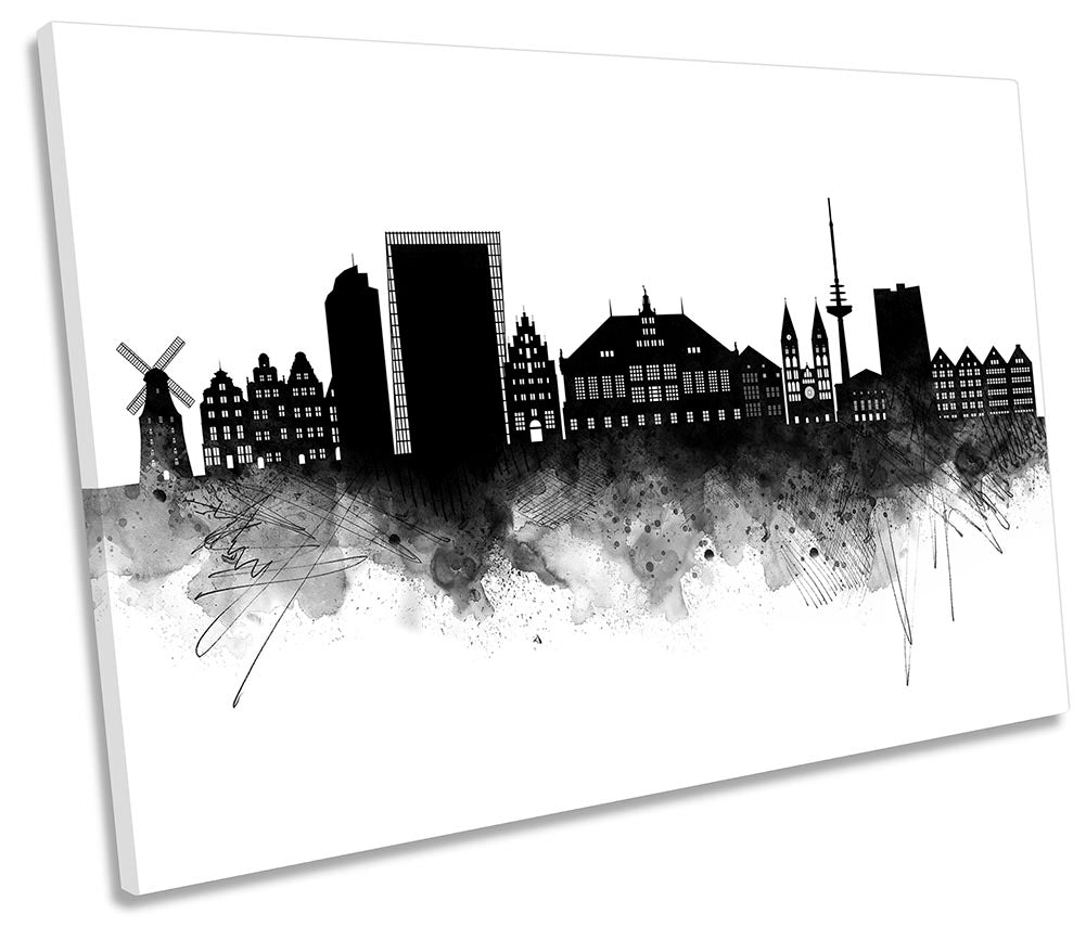 Bremen Abstract City Skyline Black