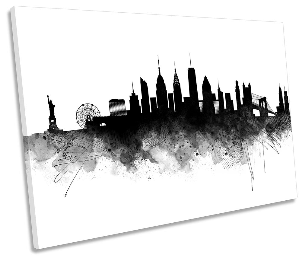 New York Abstract City Skyline Black