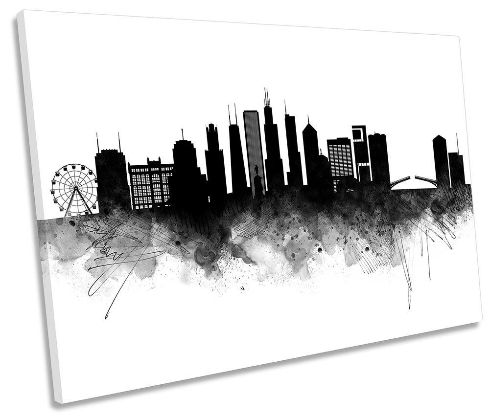 Chicago Abstract City Skyline Black