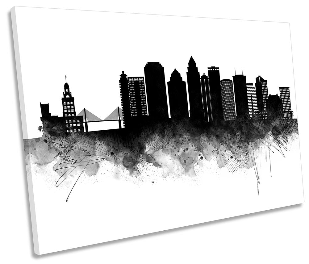 Tampa Abstract City Skyline Black