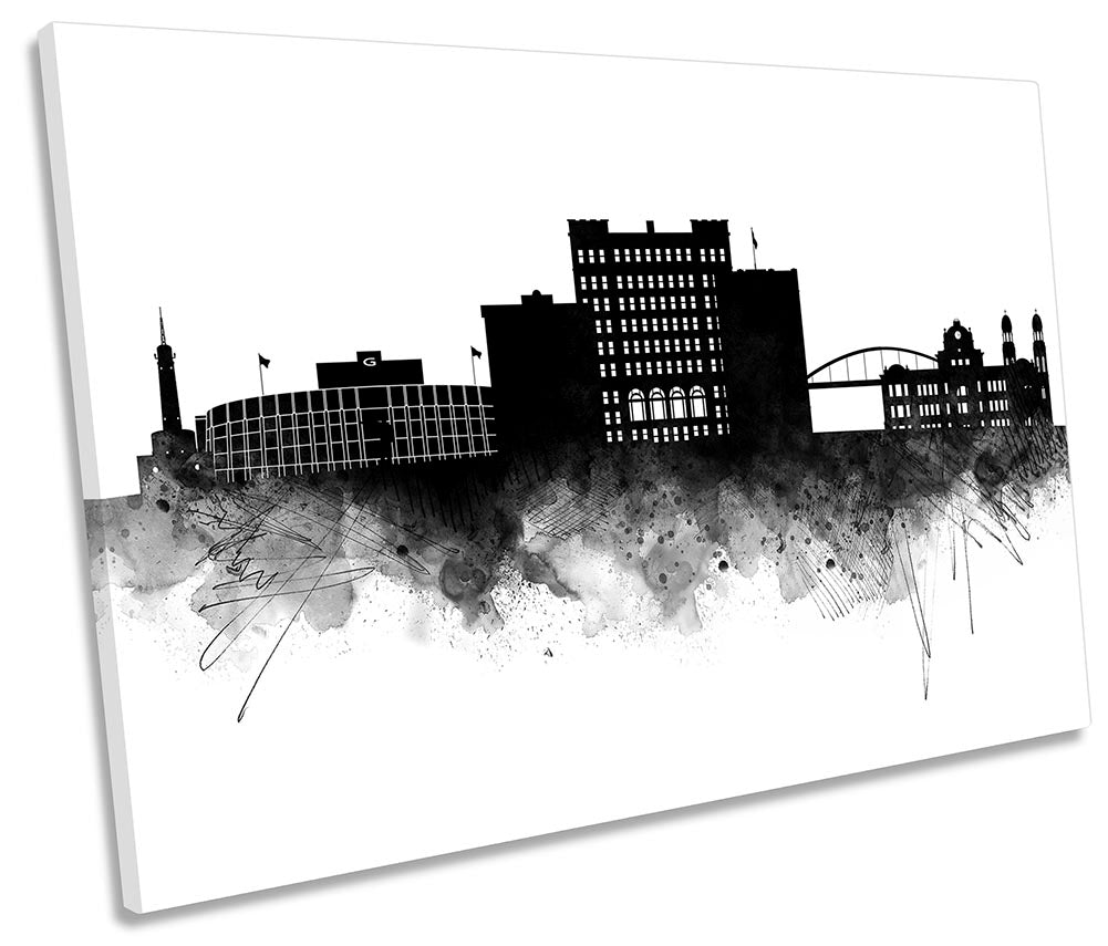 Green Bay Abstract City Skyline Black