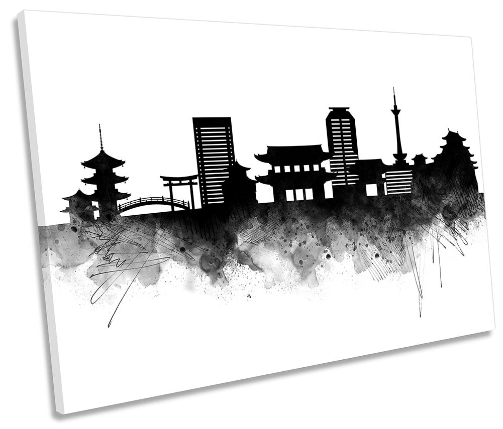 Kyoto Abstract City Skyline Black