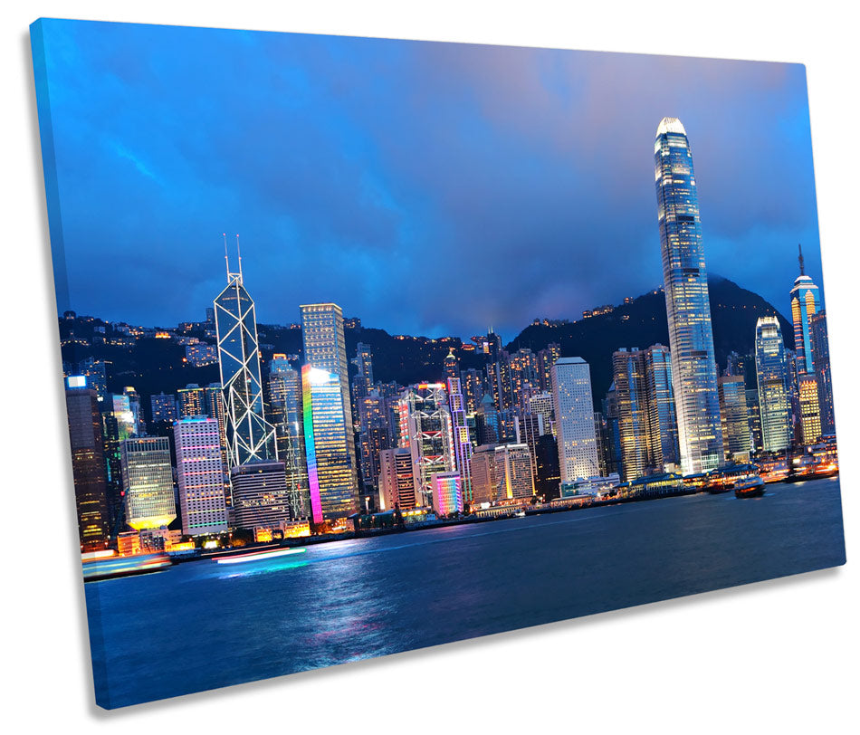 Hong Kong City Skyline Blue