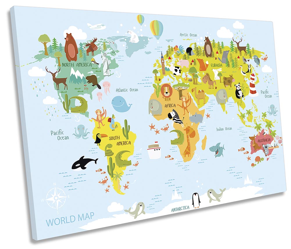 Map World Kids Room Blue