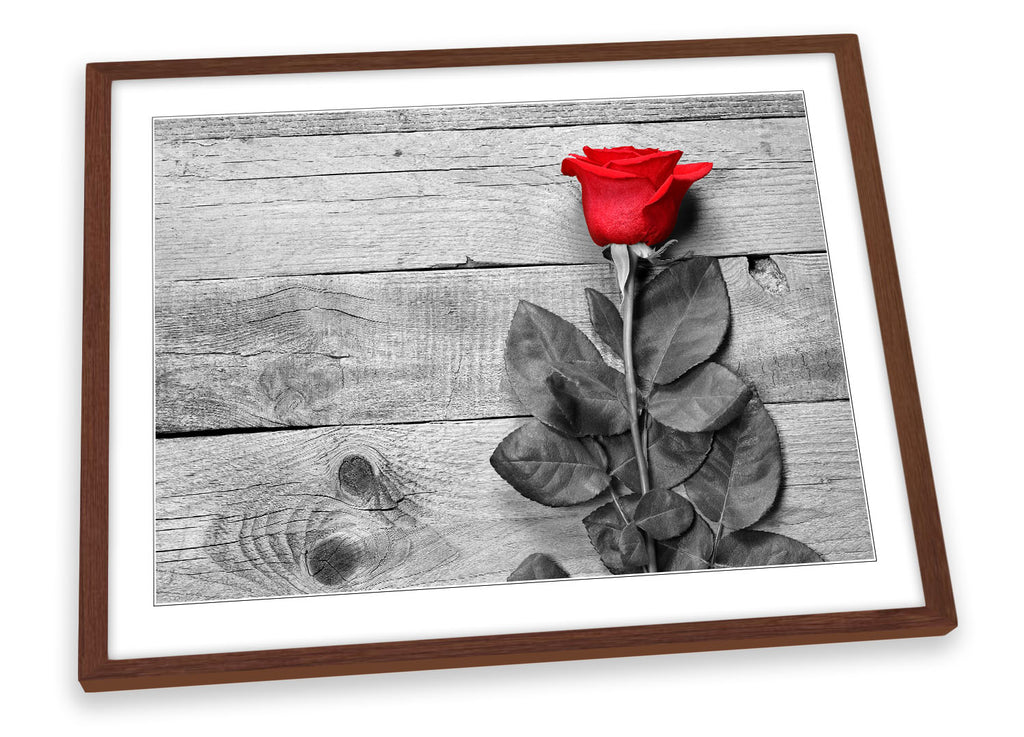 Red Rose Floorboards Flower Framed