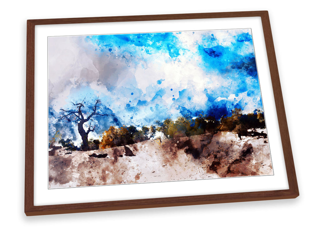Abstract Blue Landscape Desert Framed