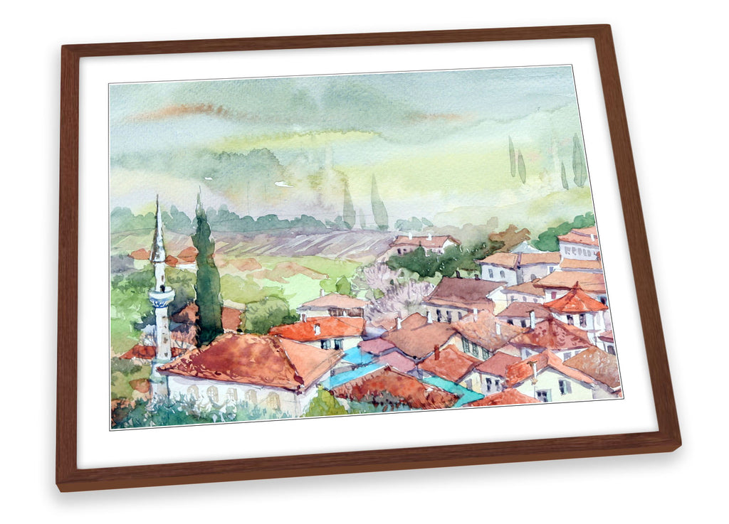 Mediterranean Village Landscape Framed