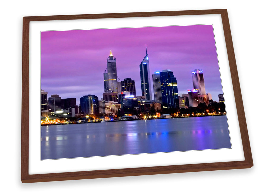 Perth City Skyline Australia Framed