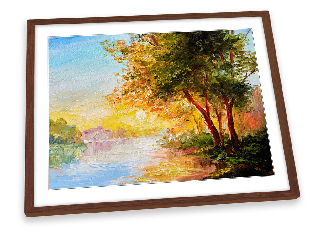 Sunset Landscape Tree Repro Framed