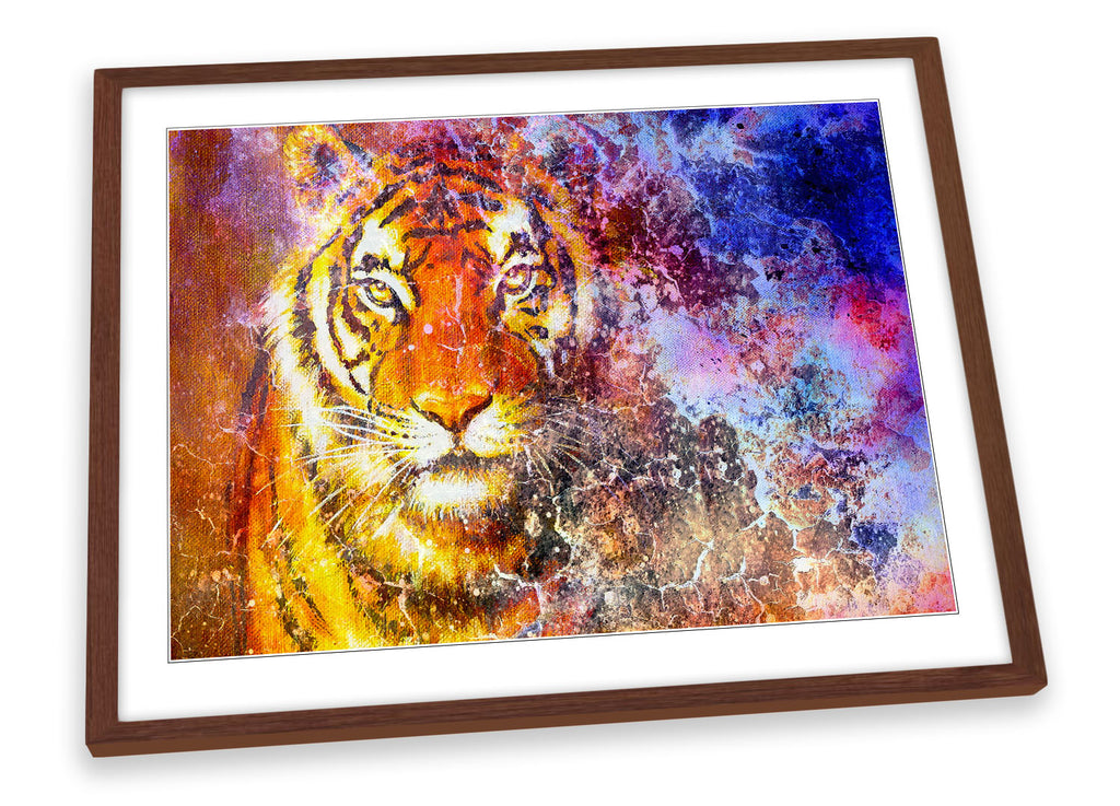 Tiger Distressed Paint Repro Framed