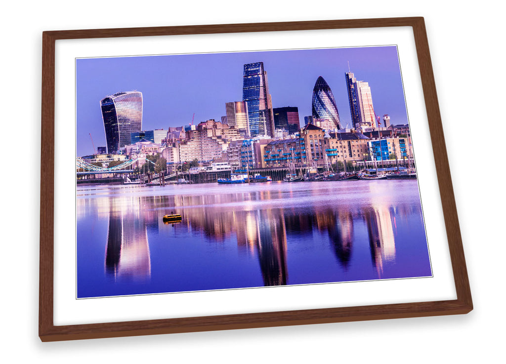 London City Skyline River Thames Framed