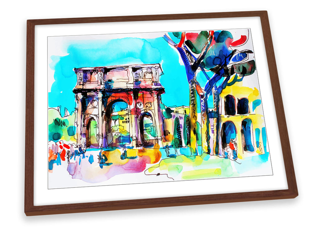 Rome Italy Modern Multi-Coloured Framed