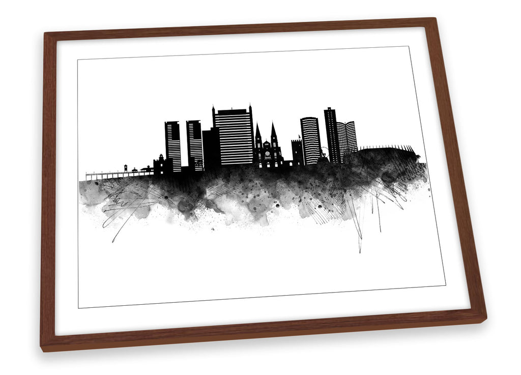Fortaleza Abstract City Skyline Black Framed