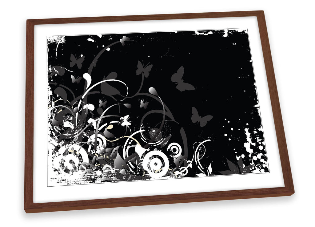 Grunge Abstract Vines Black Framed