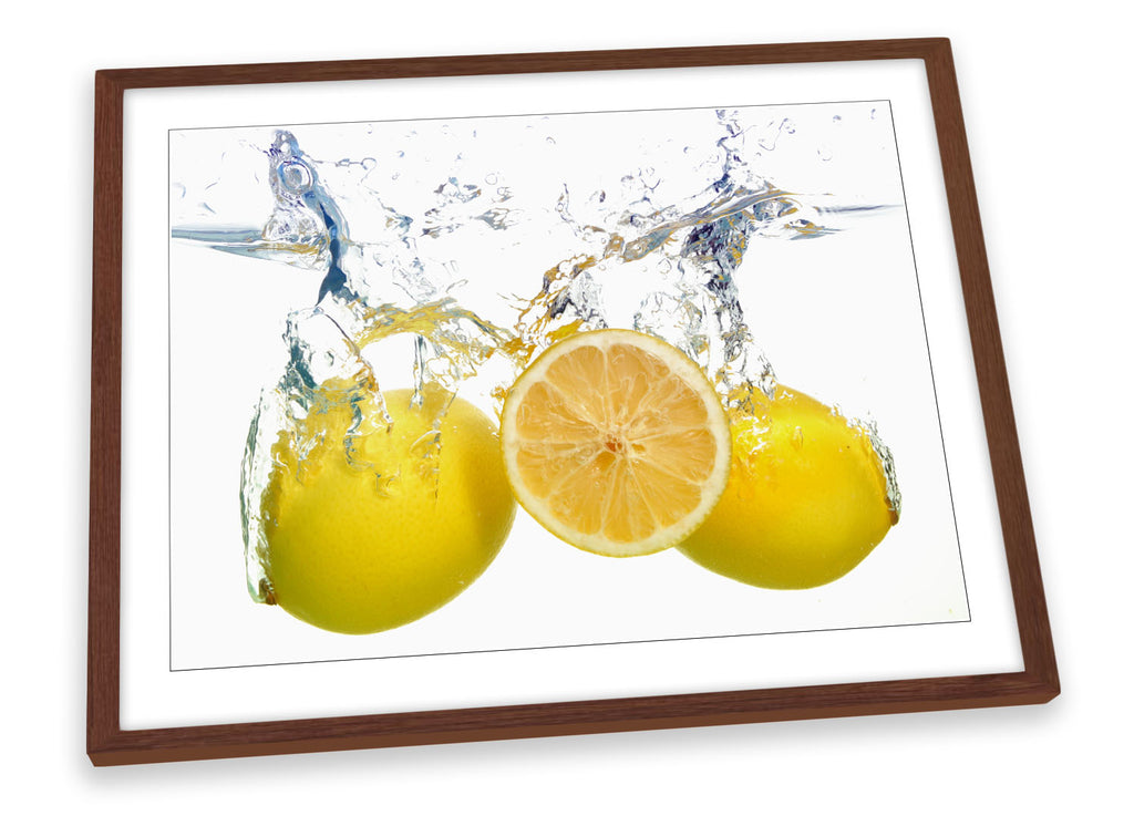 Yellow Lemon Fruit Splash White Framed