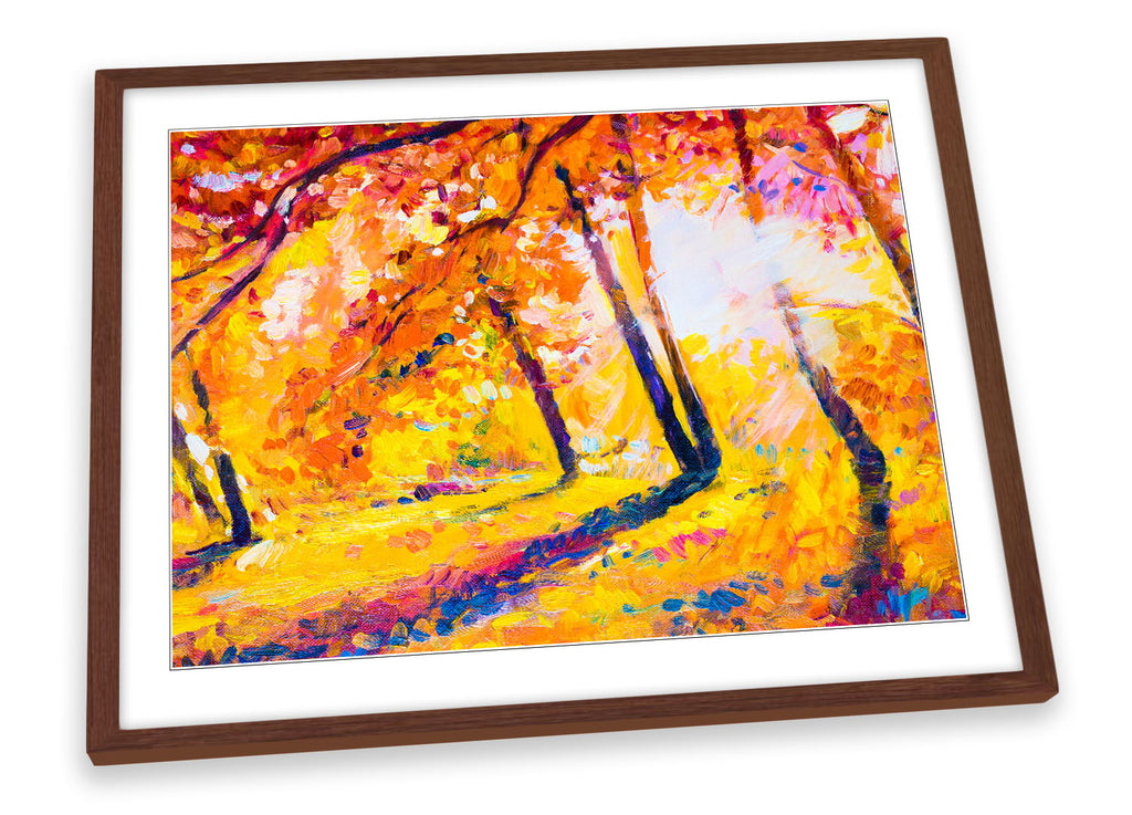 Sunset Forest Trees Paint Repro Framed