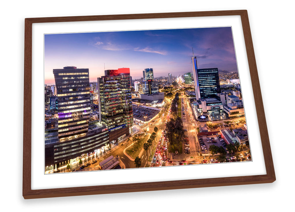 Lima City Skyline Peru Multi-Coloured Framed