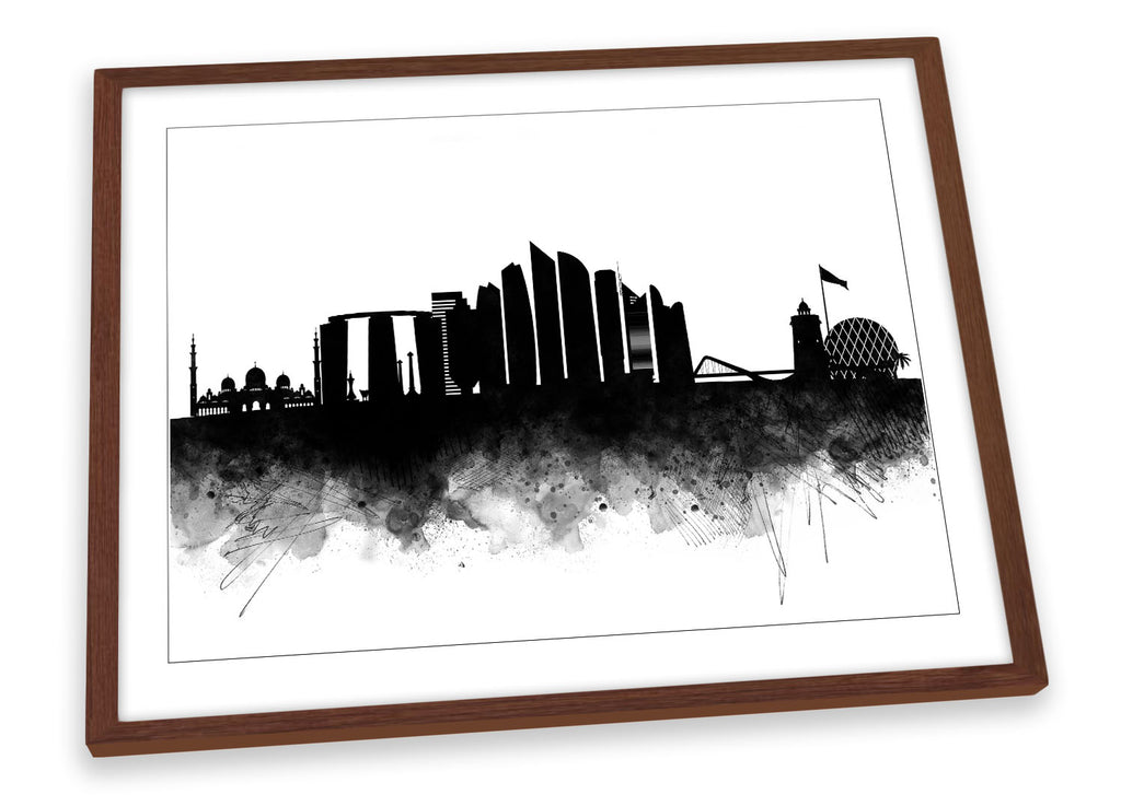 Abu Dhabi Abstract City Skyline Black Framed