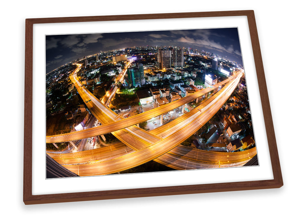 Bangkok Highway City Skyline Framed