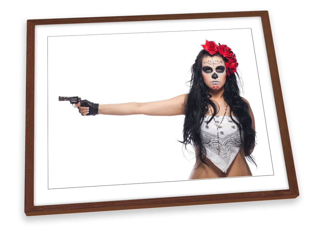 Skull Candy Woman Gun Framed