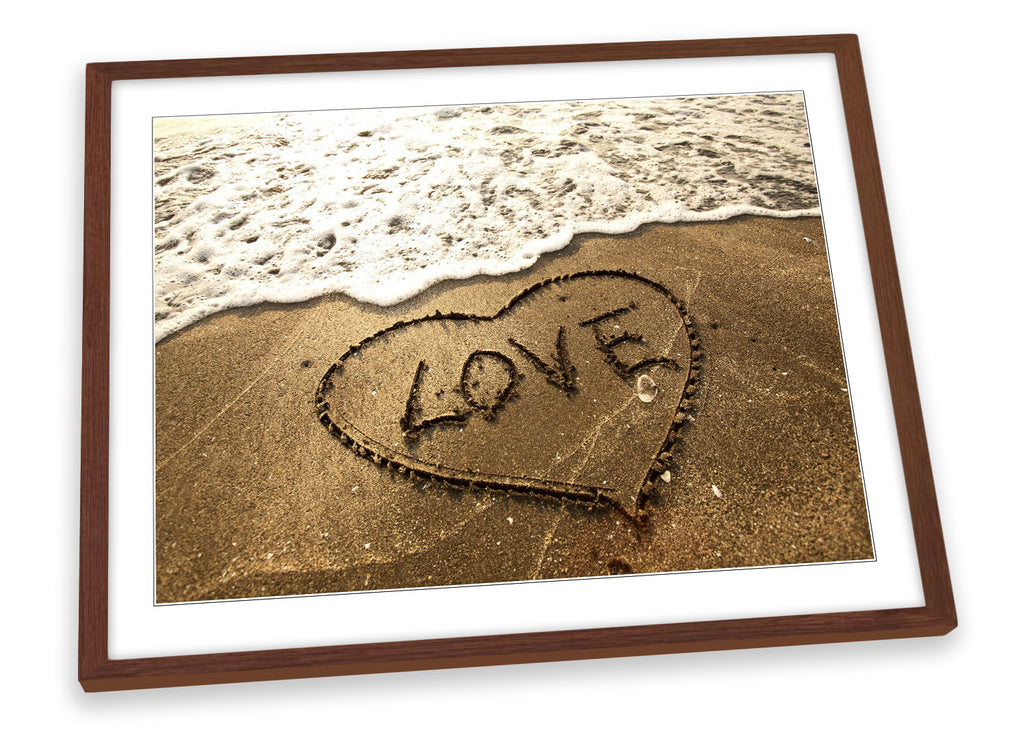 Love Heart Beach Sand Framed