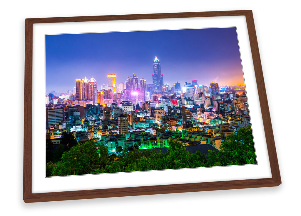 Kaohsiung City Taiwan Skyline Framed