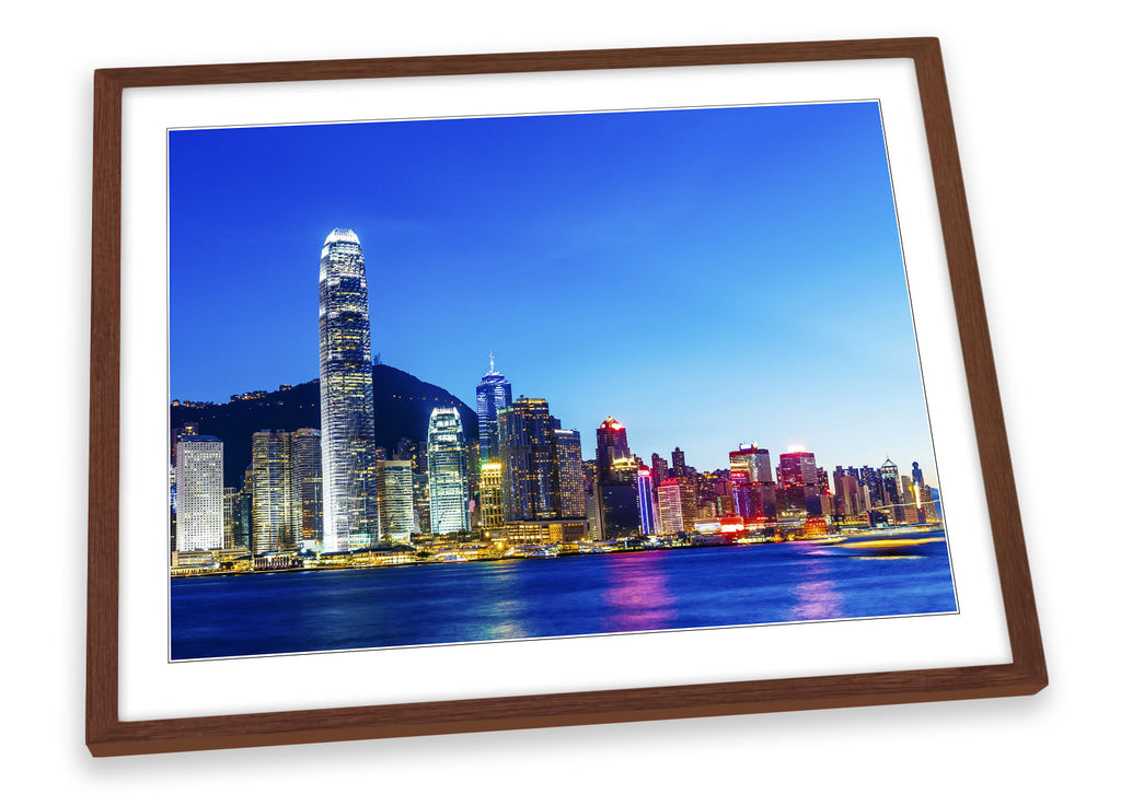 Hong Kong Skyline City Framed