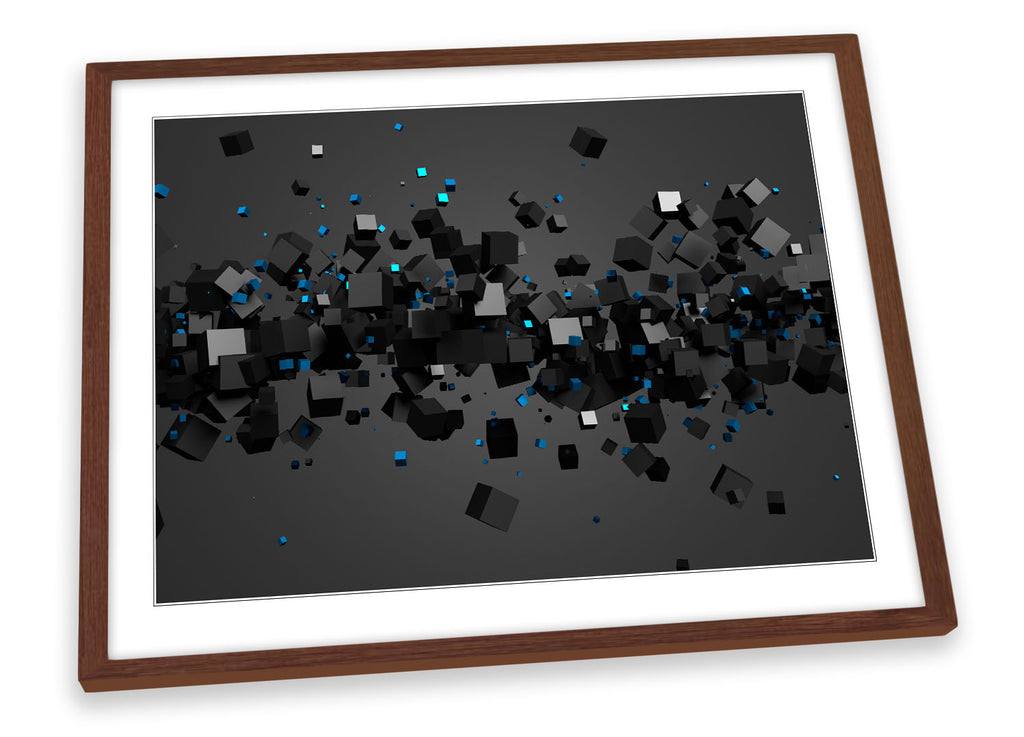 Abstract Cube Pixel Explosion Framed