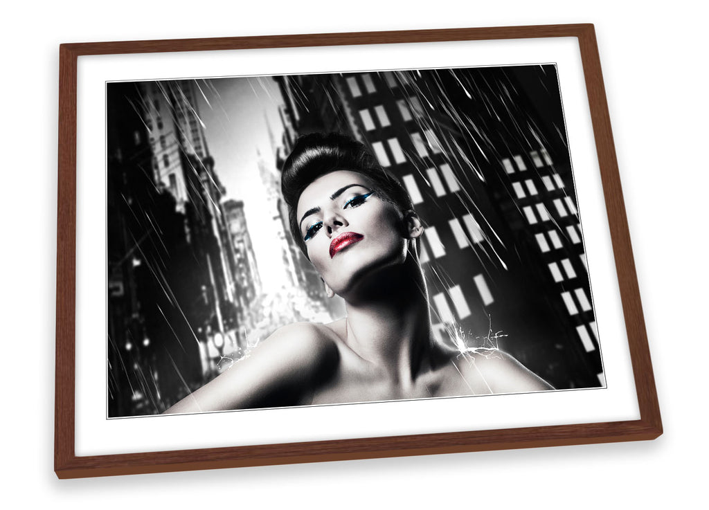 Sexy Woman Lipstick City Black & White Framed