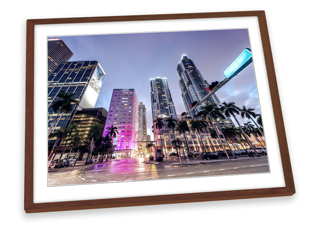 Miami Downtown City Multi-Coloured Framed