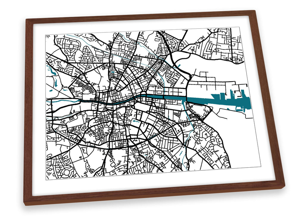 Dublin Map City Minimalistic Ireland Framed