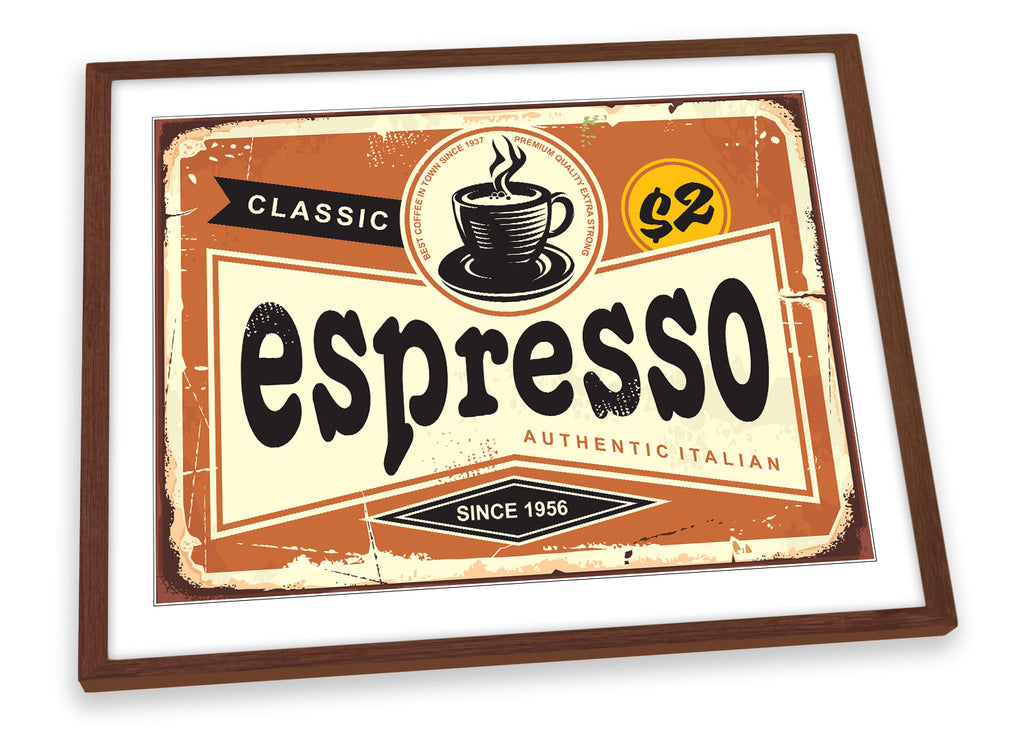 Espresso Retro Kitchen Brown Framed