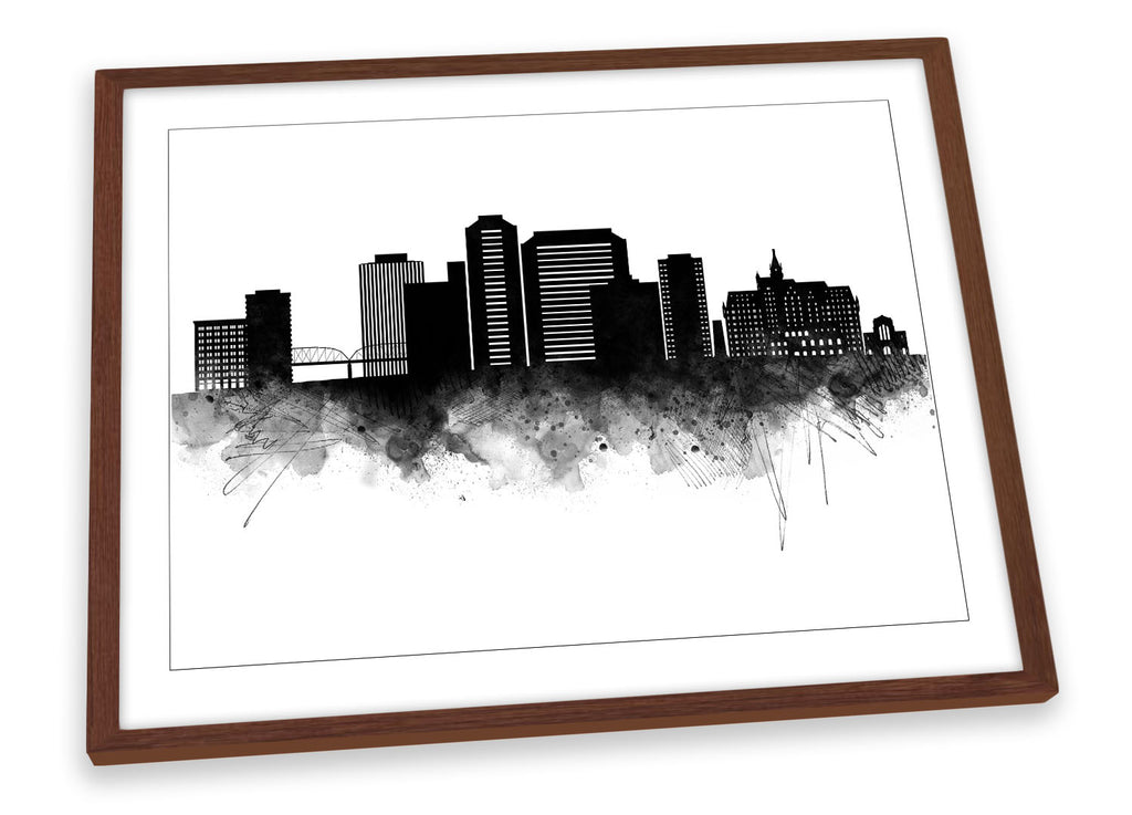 Saskatoon Abstract City Skyline Black Framed