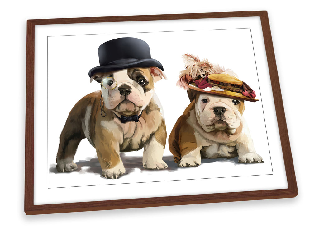 British Bulldogs Hats Dog Framed