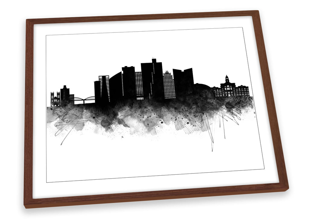 Forth Worth Abstract City Skyline Black Framed
