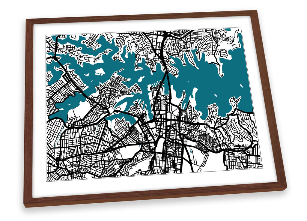 Sydney Australia Map Minimalistic Framed