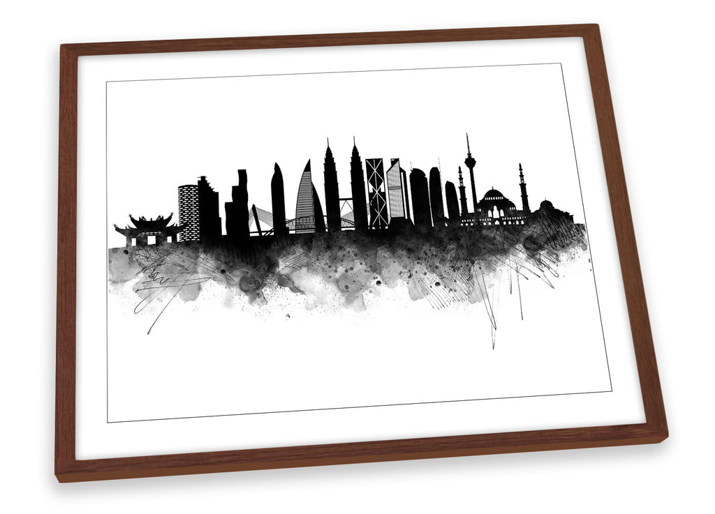 Kuala Lumpur Abstract City Skyline Black Framed