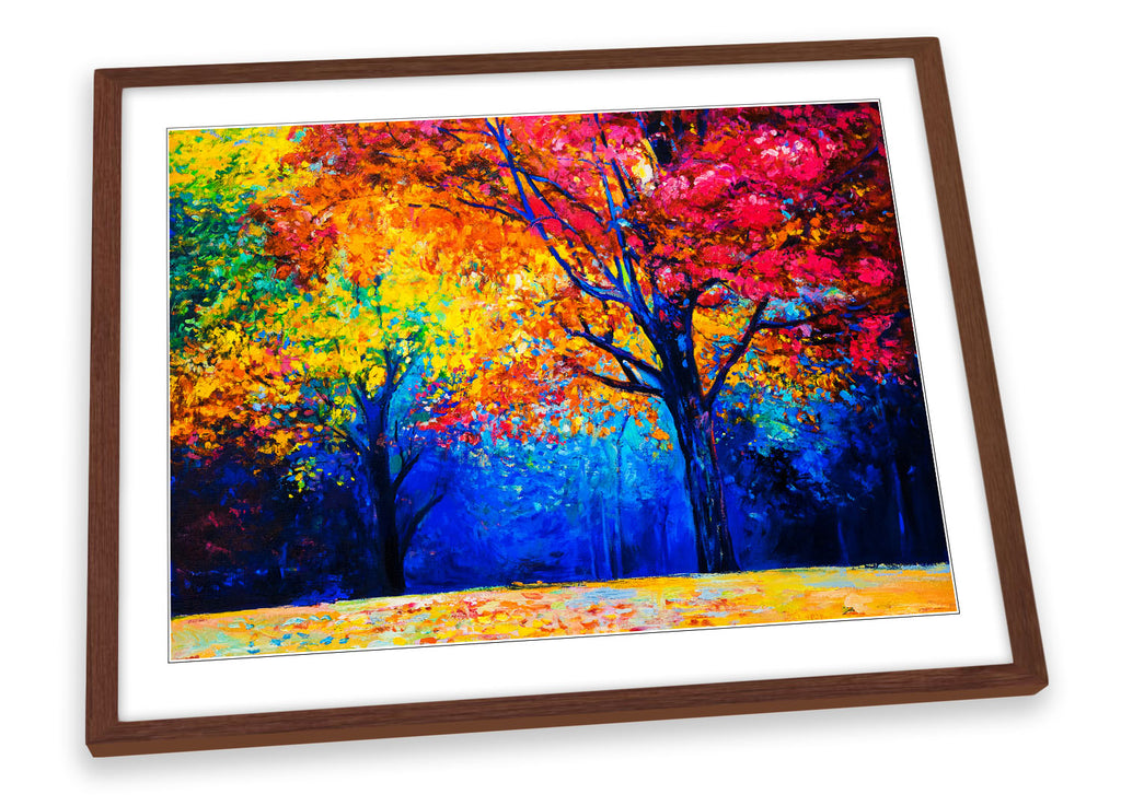 Colourful Autumn Trees Multi-Coloured Framed