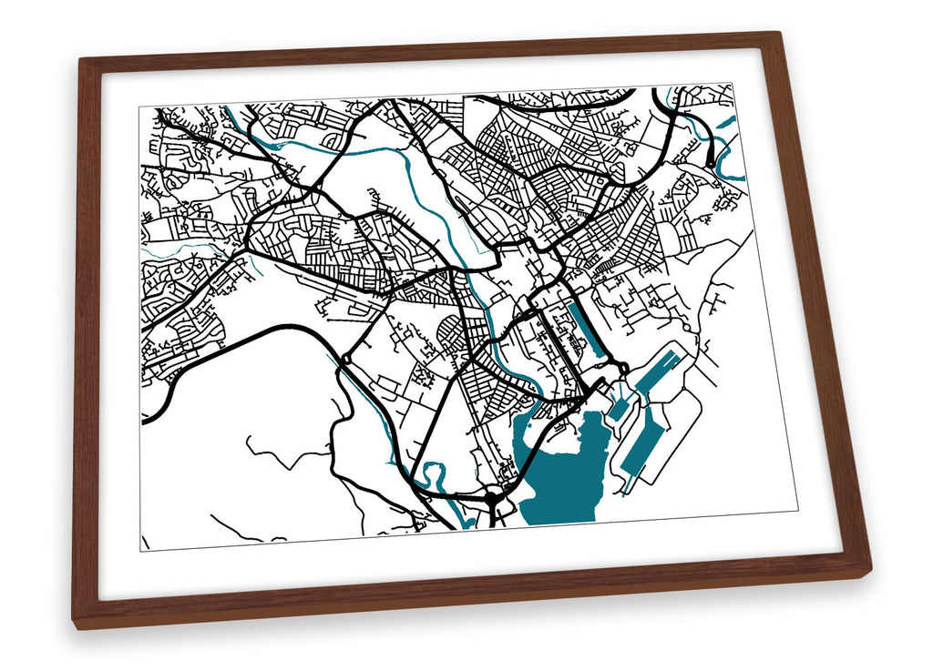 Cardiff Map City Wales Minimalistic Modern Framed