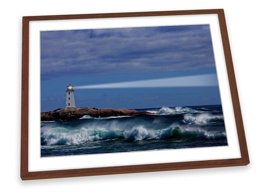 Lighthouse Blue Sunset Seascape Framed