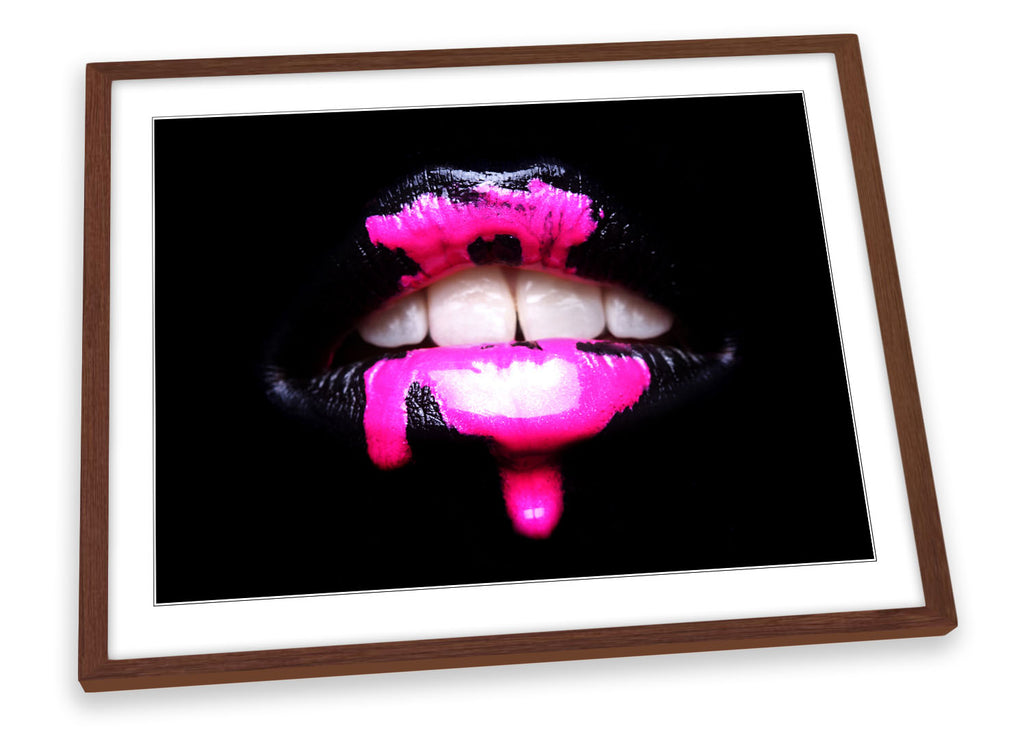 Fashion Lips Modern Pink Framed