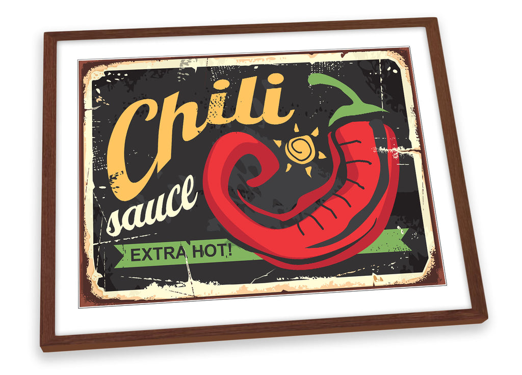 Chilli Sauce Retro Kitchen Red Framed