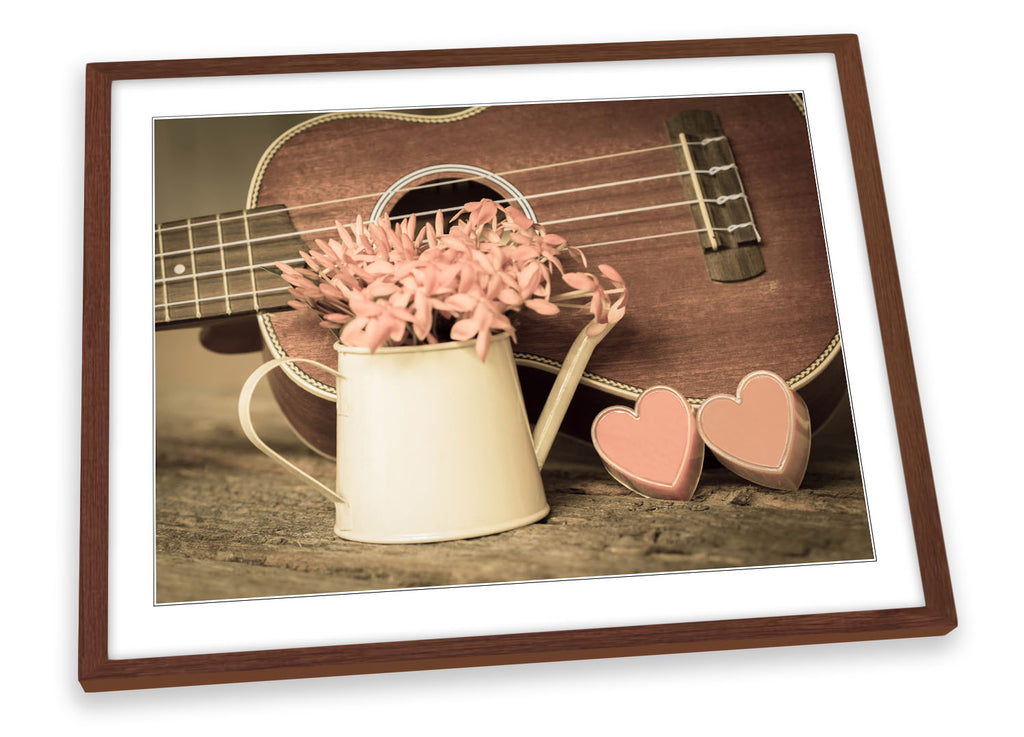 Hearts Guitar Floral Framed
