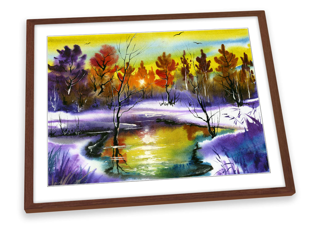 Winter Landscape Repro Multi-Coloured Framed