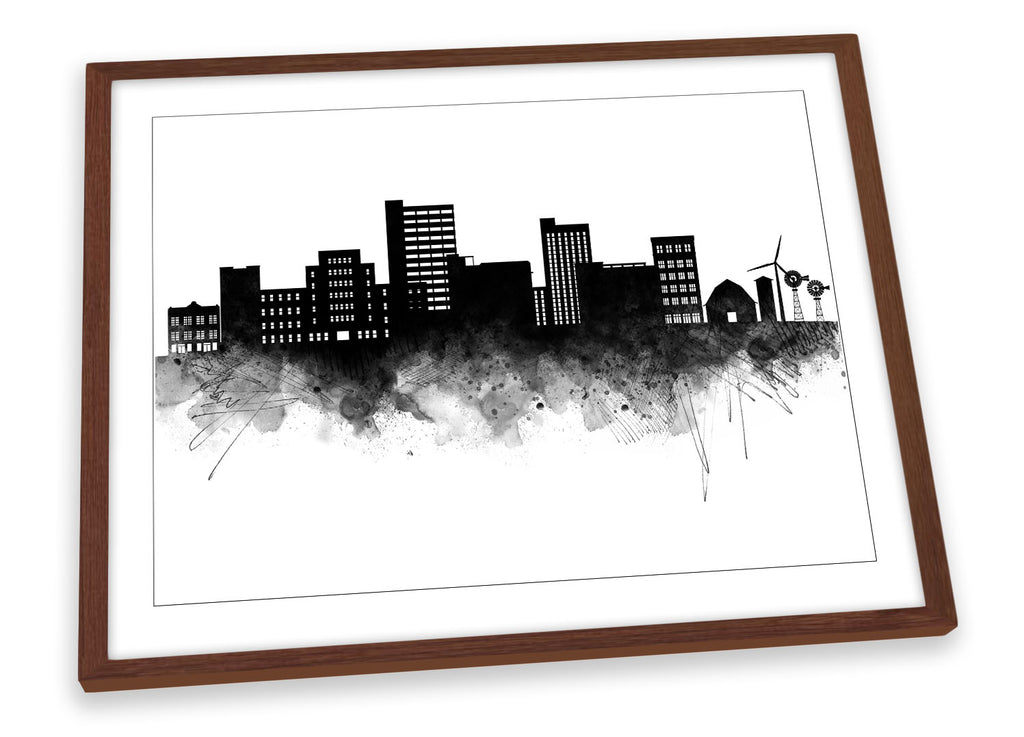 Lubbock Abstract City Skyline Black Framed