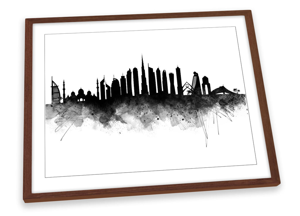 Dubai Abstract City Skyline Black Framed
