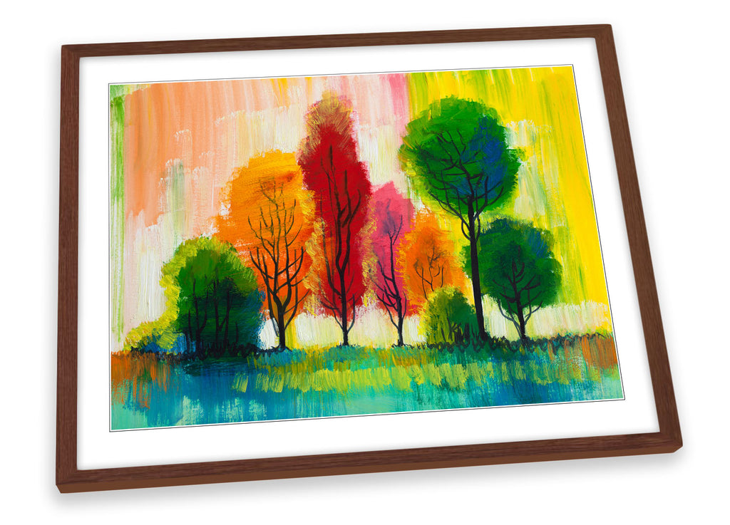 Trees Modern Painting Multi-Coloured Framed