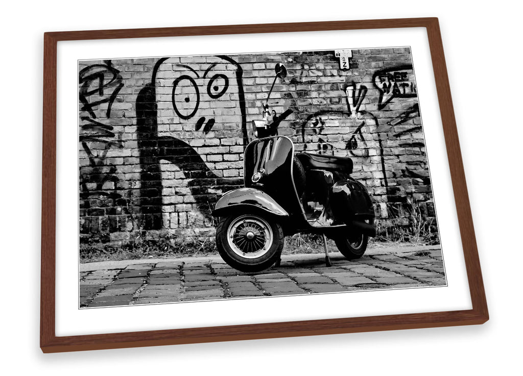 Black Scooter Graffiti Framed